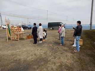 晴天に地鎮祭